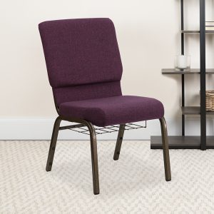 Plum Fabric Church Chair FD-CH02185-GV-005-BAS-GG