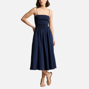 Polo Ralph Lauren Smocked Cotton Midi Dress - M