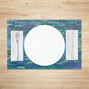 Pond Lotus Leaves Painting Dining Set Of 4 Placemats - Aperturee