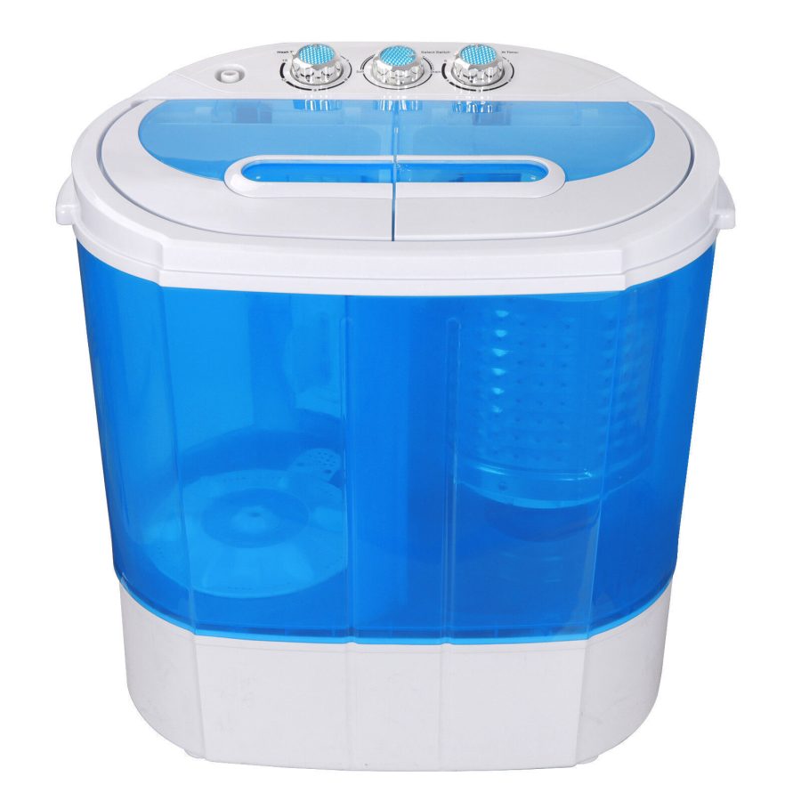 Portable Washing Machine Mini Twin Tub With Washer & Spinner Gravity Drain Pump