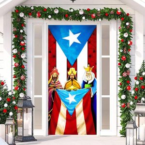 Puerto Rico Flag Kings Merry Christmas Door Cover - Aperturee