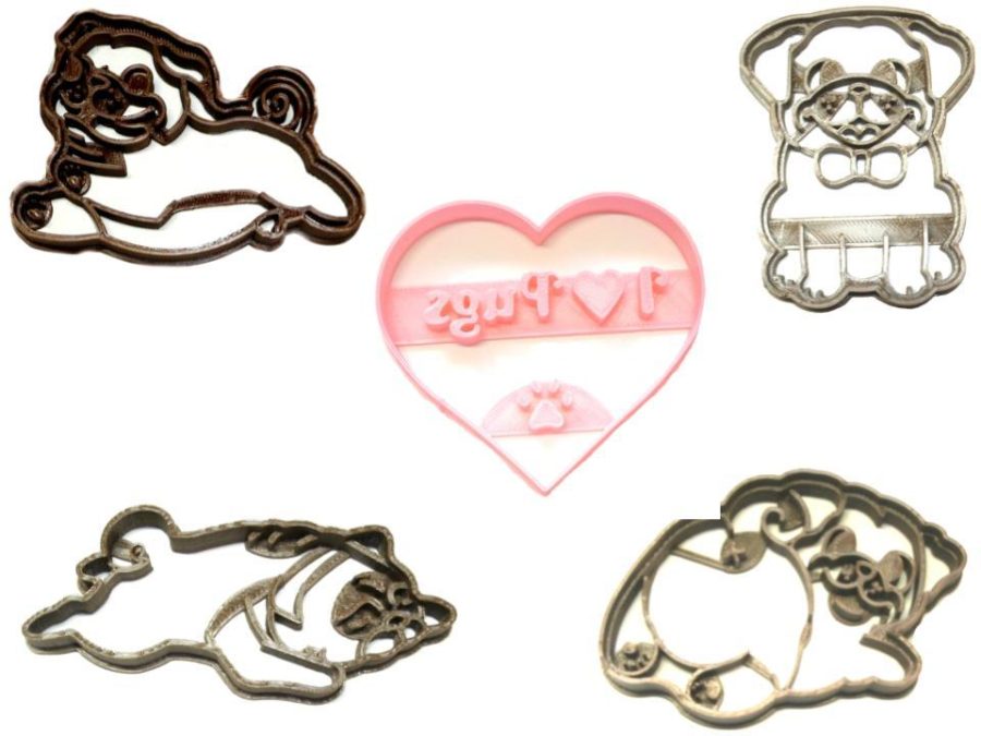 Pug Lover Wrinkly Dog Breed Pet Pup Puppy Set Of 5 Cookie Cutters USA PR1308