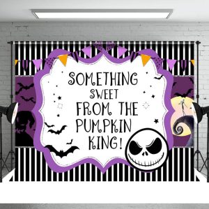 Pumpkin King Black Stripe Nightmare Halloween Backdrop - Aperturee