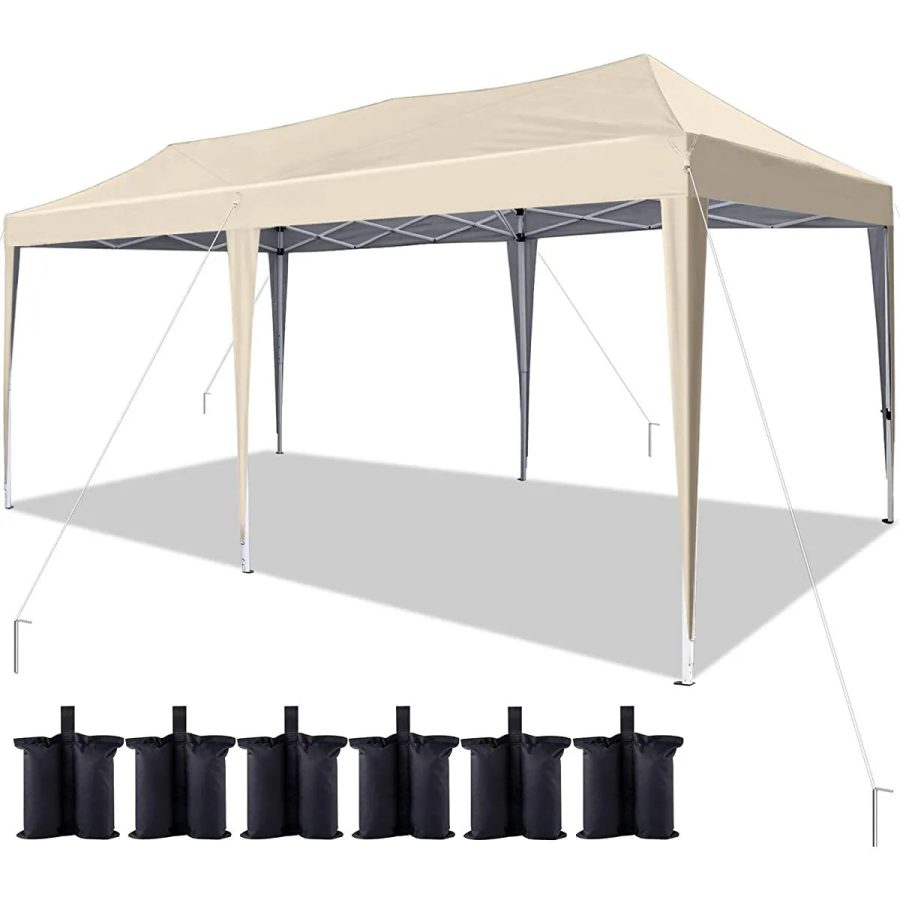 Quictent 10x20 No-Side Pop up Tent, Commercial Canopy with 6 Sand Bag