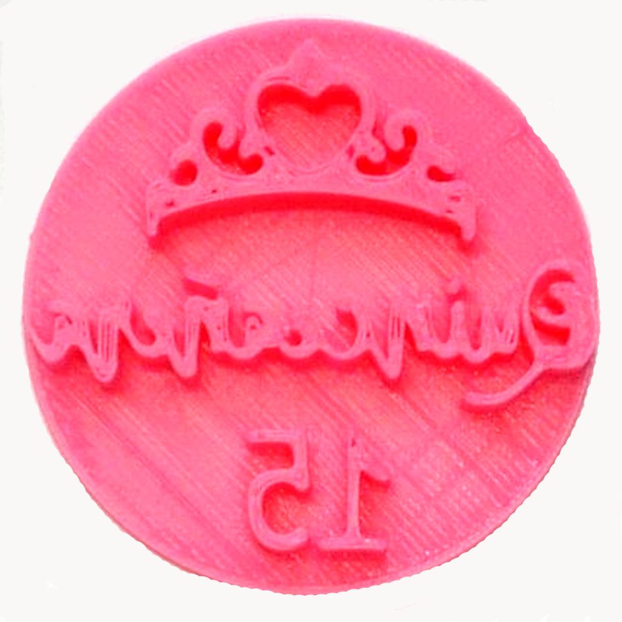 Quinceanera Word With Princess Tiara Crown Cookie Stamp Embosser USA PR4006