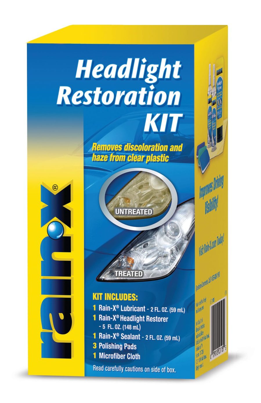 RAIN-X 800001809 Headlight Restoration Kit - Cleans and Restores Headlights By Removing Haze and Discoloration Due to Oxidation