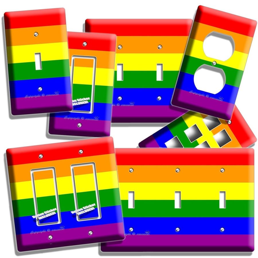 RAINBOW COLORS FLAG LIGHT SWITCH OUTLET WALL PLATE ROOM DECOR GAY LESBIAN PRIDE