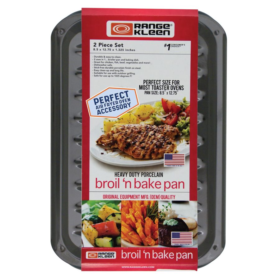 RANGE KLEEN BP106X Air Fry, Bake and Broil Pan 8.5 x 12.75 INCH Black