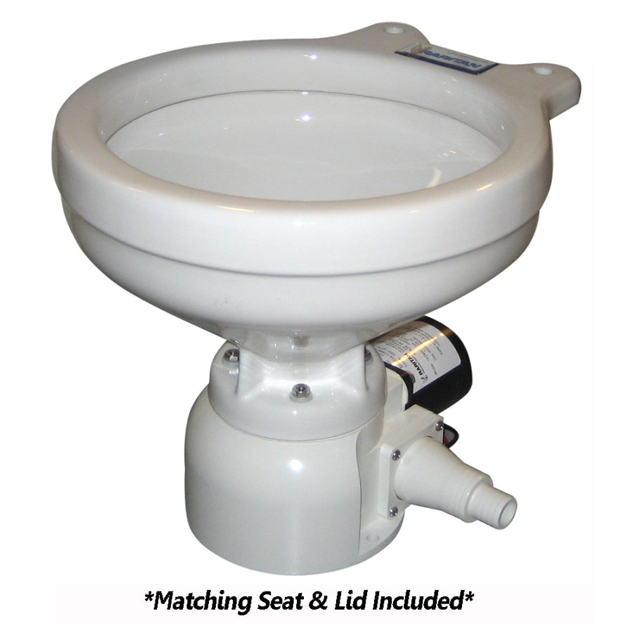 RARITAN 162MR012 SEA ERA MARINE SIZE TOILET - REMOTE/PUMP - 0° & 90° DISCHARGE - SMART SWITCH - 12V - WHITE