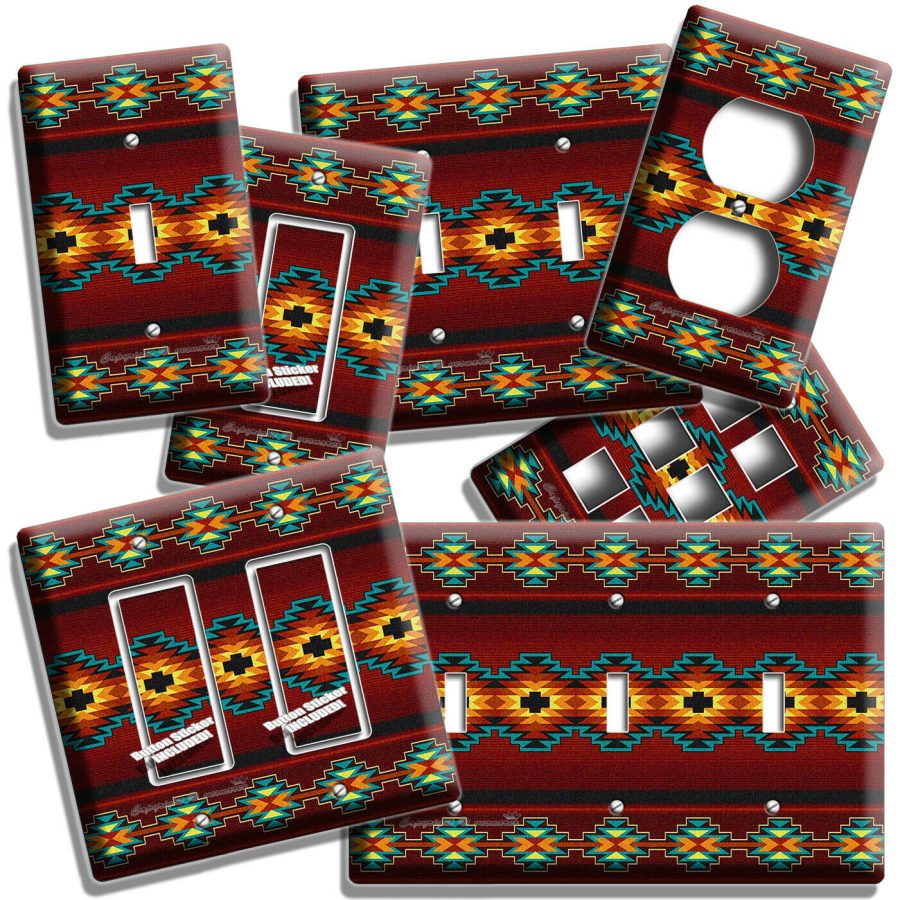 RED LATIN SOUTHWEST WESTERN PATTERN LIGHT SWITCH OUTLET WALL PLATE ROOM HD DECOR