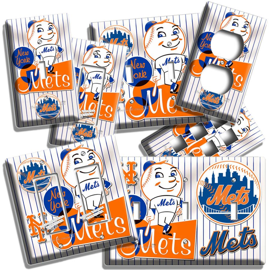 RETRO MR MET NEW YORK METS BASEBALL TEAM LIGHT SWITCH OUTLET PLATE HD ROOM DECOR