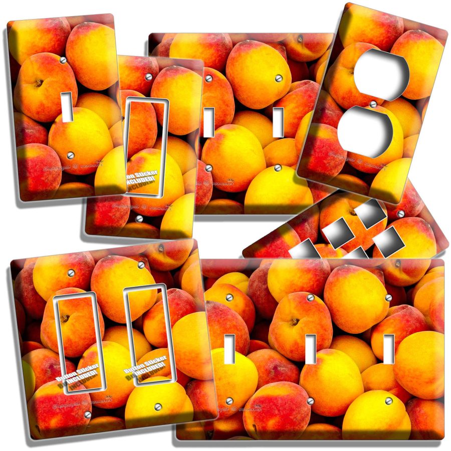 RIPE PEACHES LIGHT SWITCH OUTLET WALL PLATE KITCHEN PANTRY HOME FRUIT ROOM DECOR