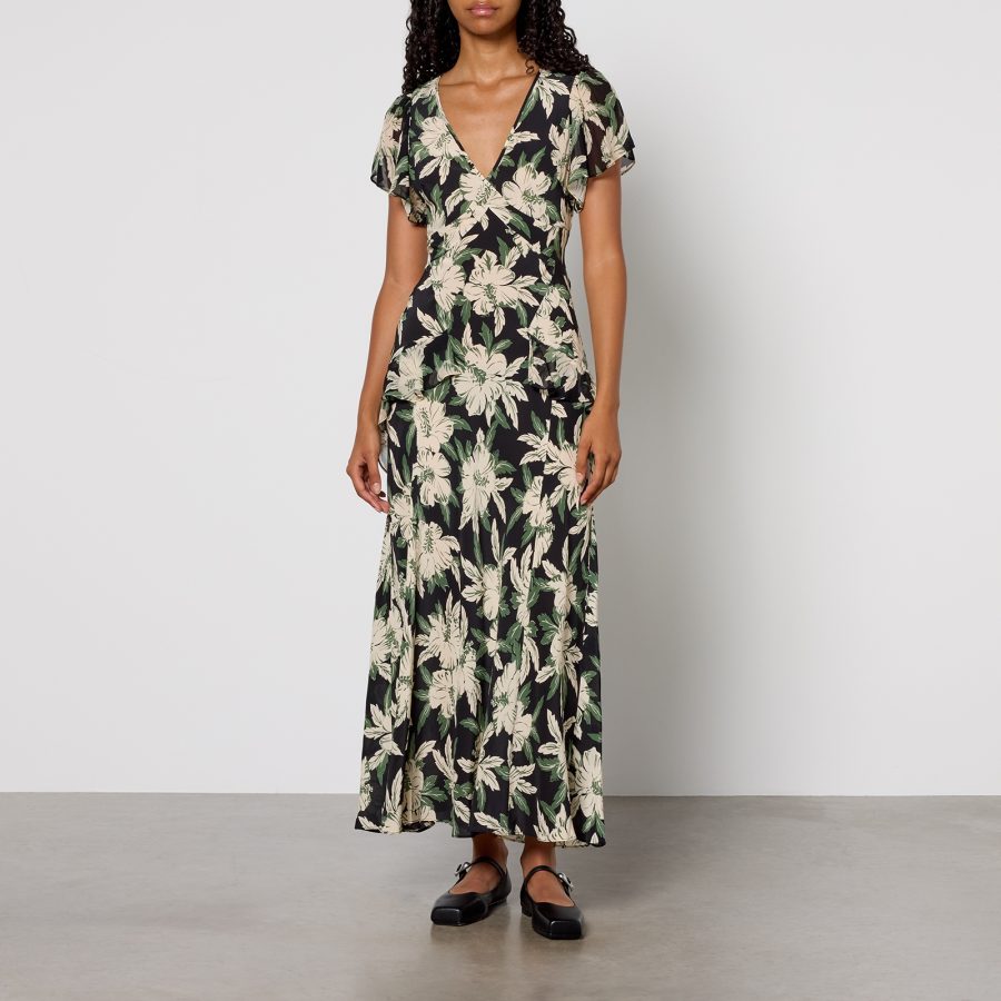 RIXO Evie Floral-Print Silk Midi Dress - UK 6