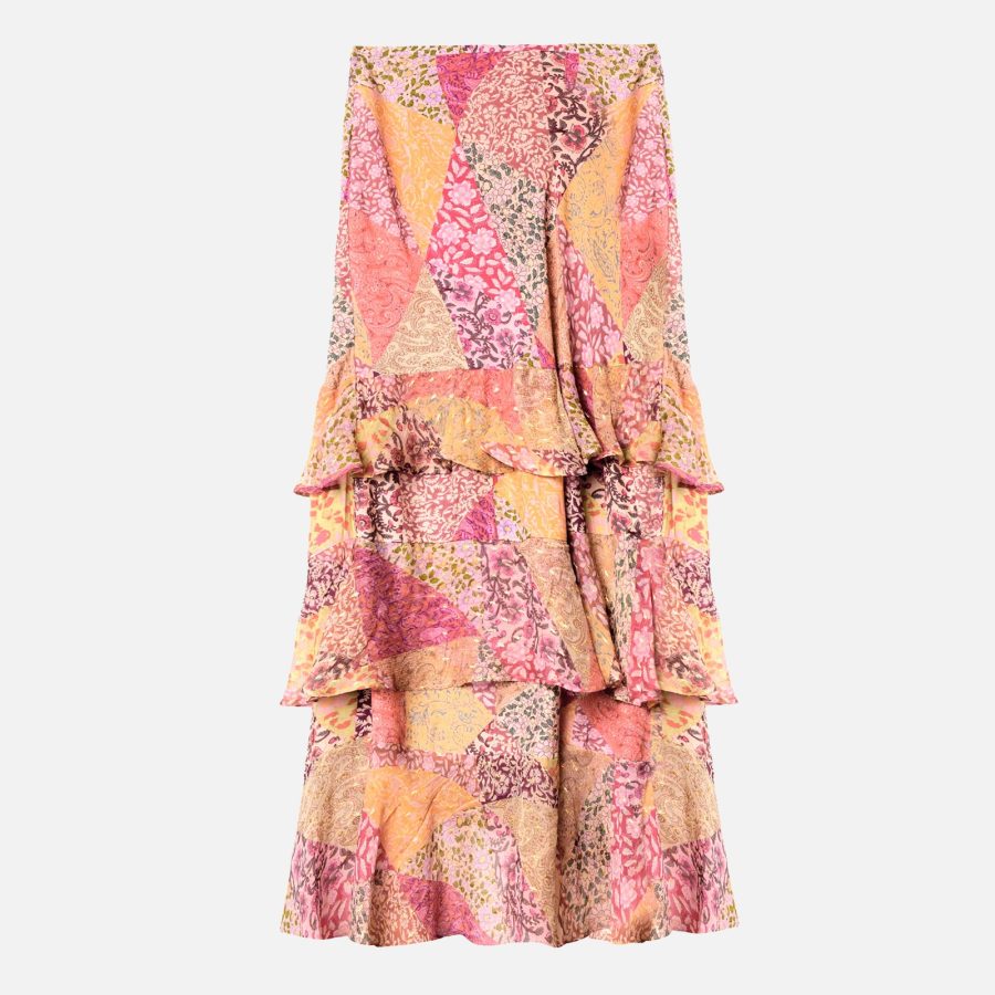 RIXO Preslee Printed Crepe De Chine Midi Skirt - UK 6