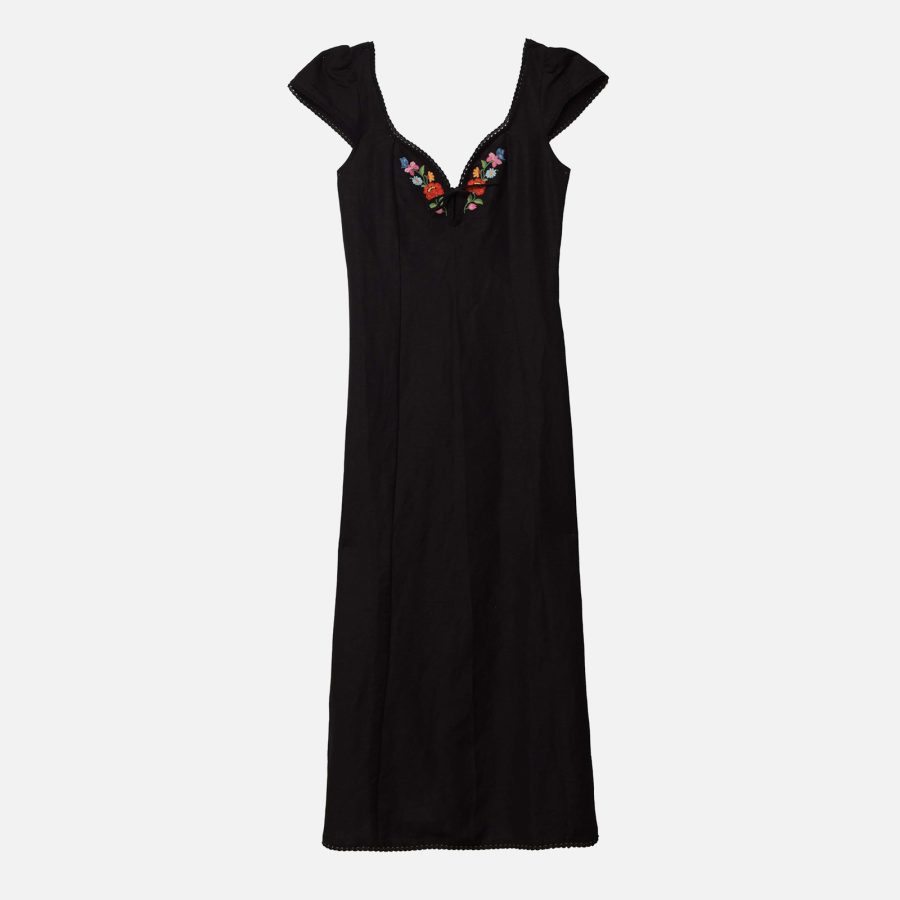 RIXO Tahlee Linen-Blend Midi Dress - UK 6