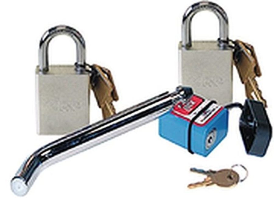 ROADMASTER 304 Trailer Hitch Pin; Bent Pin; With Keyed Lock; With Keyed Dust Cover; 1 Receiver Hitch Lock And Pack Of 2 Quick Disconnect Locks