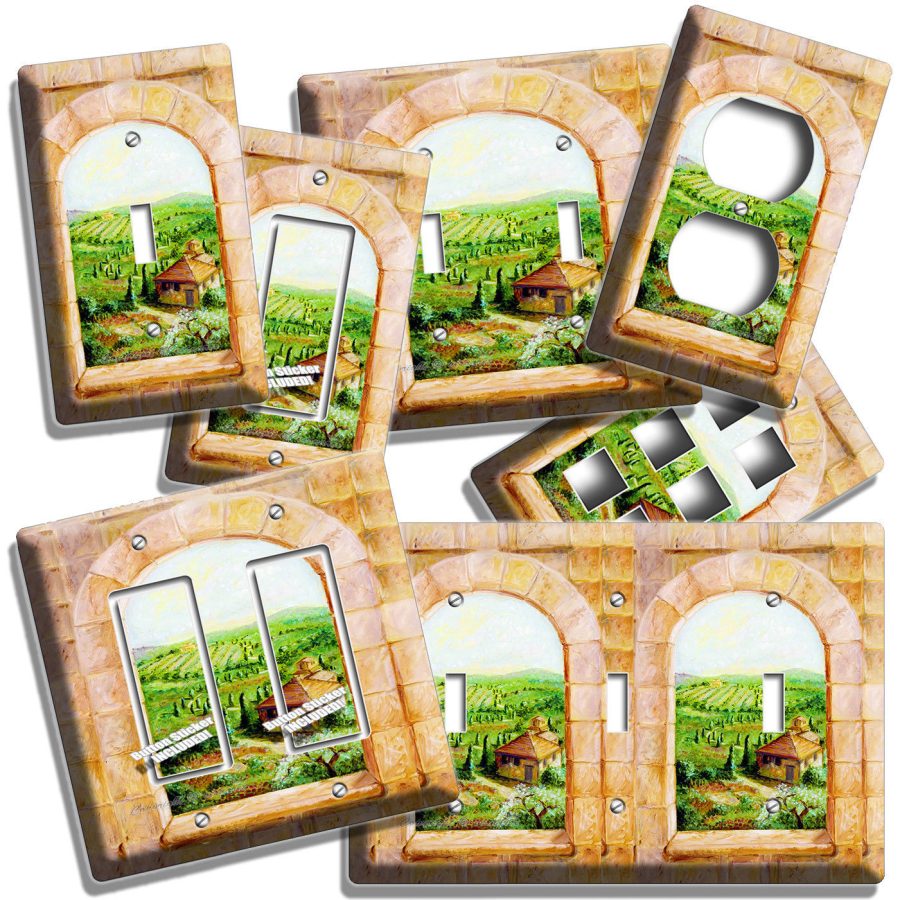 RUSTIC TUSCAN KITCHEN STONE WINDOW VINEYARD LIGHT SWITCH OUTLET WALL PLATE DECOR