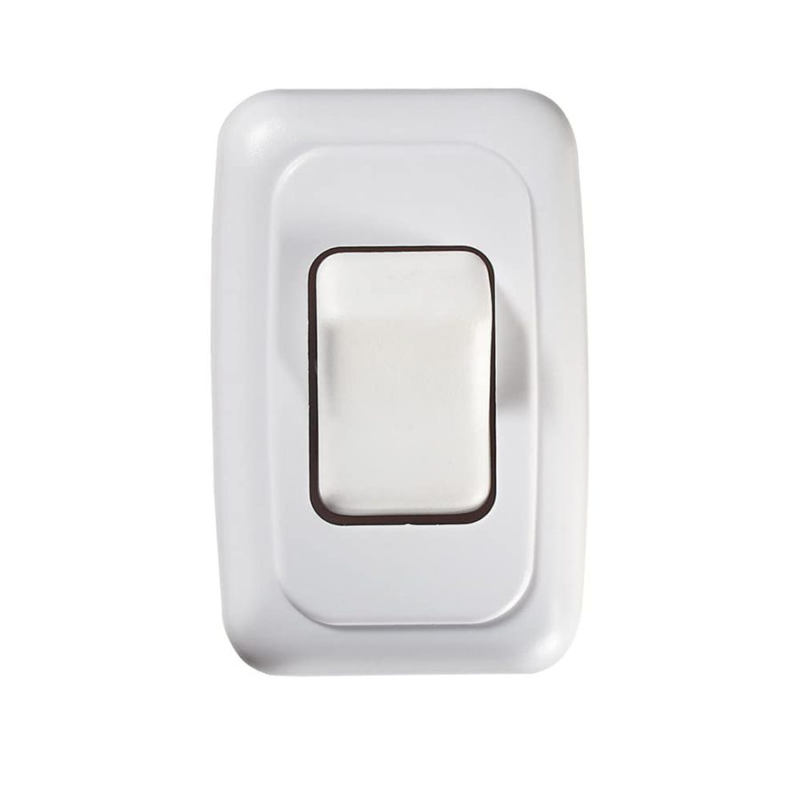 RV DESIGNER S531 Contoured Wall Switch, Includes Base and Bezel, On / Off, Single, White, DC Electrical