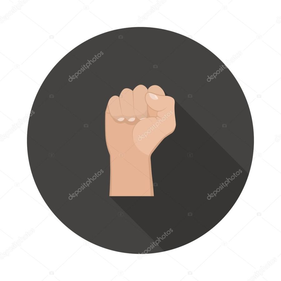 Realistic hand with clenched fist icon