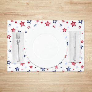 Red Blue Stripe Star Seamless Set Of 4 Placemats - Aperturee