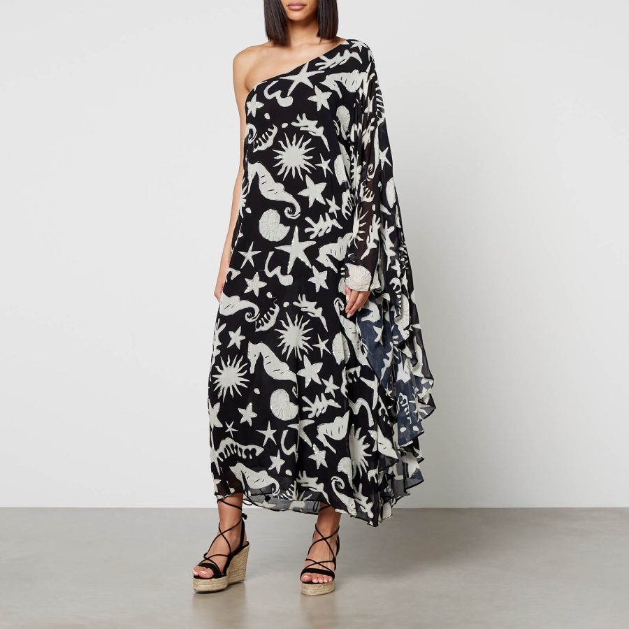 Rixo Liza Printed Chiffon Midi Dress - UK 6