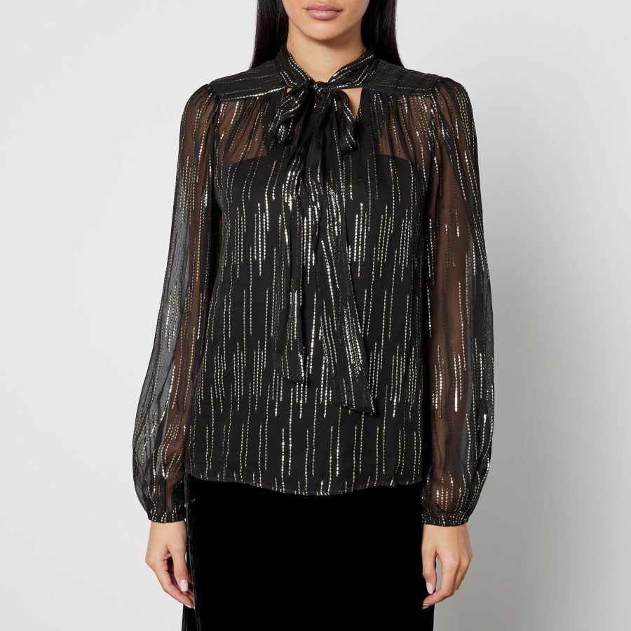 Rixo Moss Satin-Jacquard Lurex Blouse - UK 6