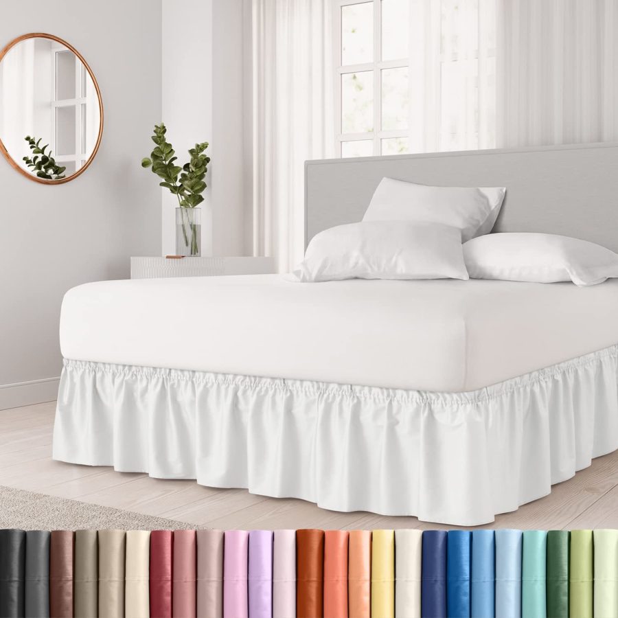 Ruffled White Queen Bed Skirt Hotel-Quality Ruffles For Queen Beds With 15 In.