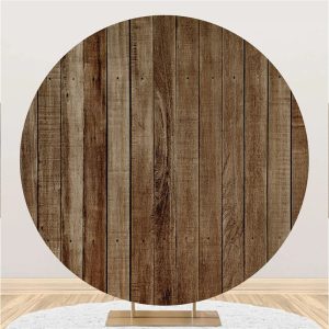 Rustic Vintage Wood Wall Round Baby Shower Backdrop - Aperturee