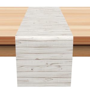 Rustic White Wooden Texture Classic Table Runner - Aperturee