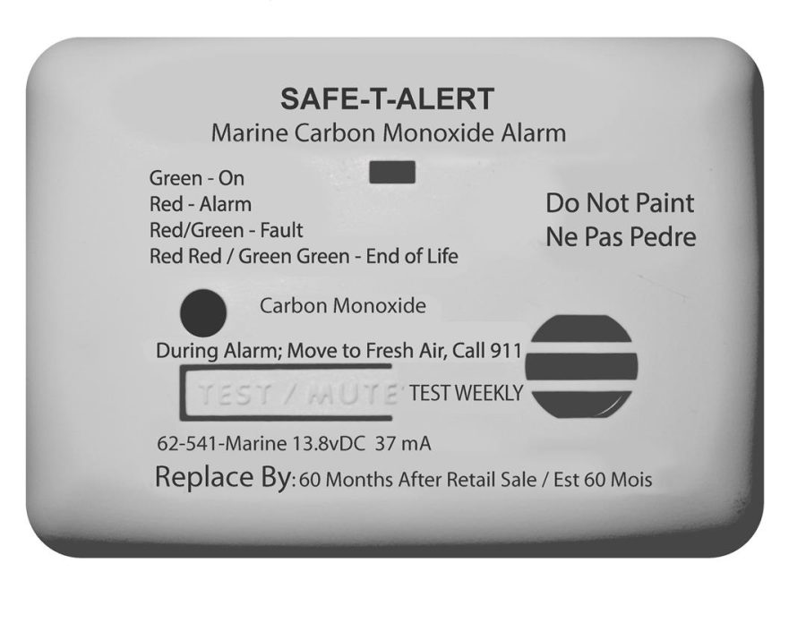 SAFE-T-ALERT 62-541-WT Carbon Monoxide Detector; Safe-T-Alert; Surface Mount Detector; Alerts To Leak With Beeping; Without Digital Display; 13.8 Volt DC; White; 5-1/2 Inch Width x 3 Inch Height x 1.3 Inch Depth