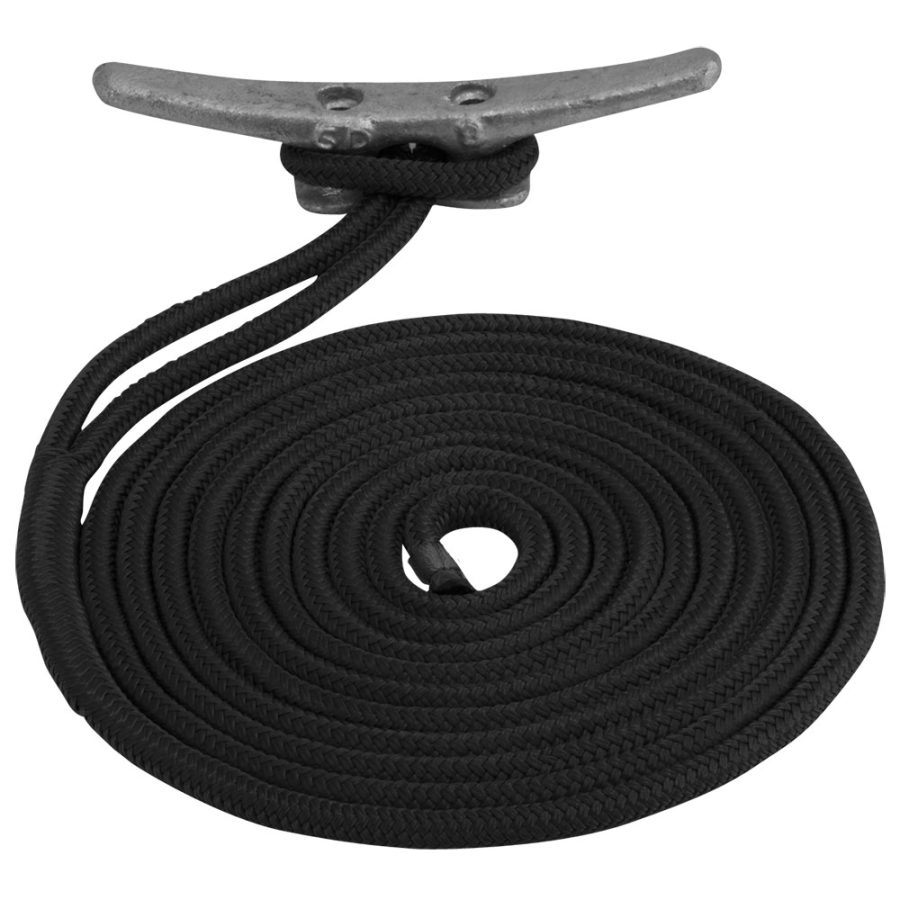 SEA-DOG 302110015BK-1 DOUBLE BRAIDED NYLON DOCK LINE - 3/8 INCH X 15FT - BLACK