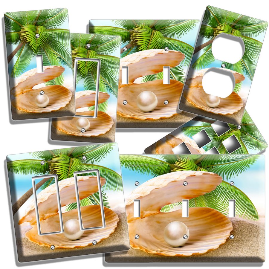 SEE SHELL PEARL PALM BEACH LIGHT SWITCH WALLPLATE OUTLET LIVING ROOM KITCHEN ART