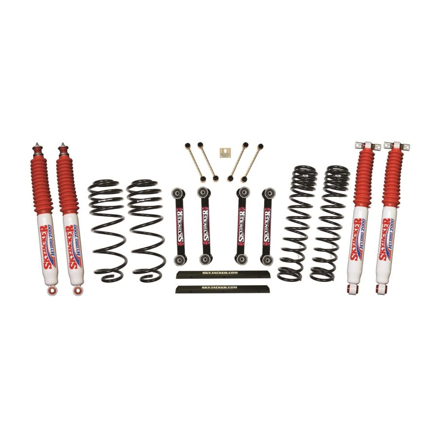 SKYJACKER TJ401BPHLT 4.0 Inch Dual Rate Long Travel Suspension Lift Kit with Hydro 7000 Shocks and Lower Control Arms