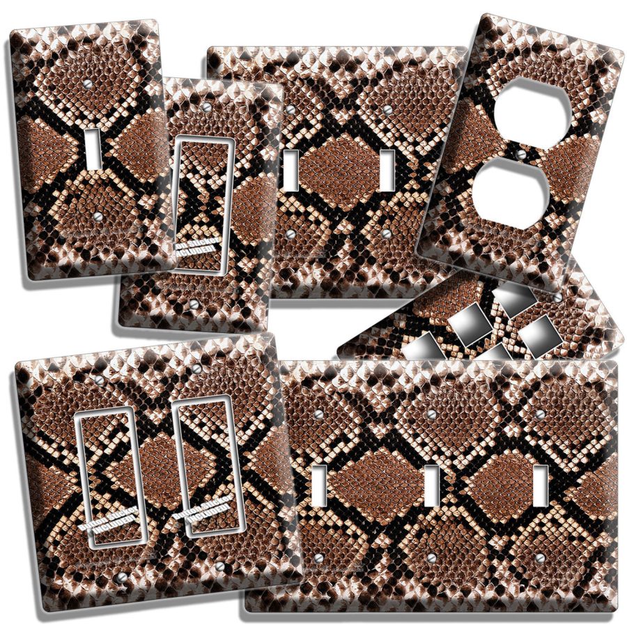 SNAKE SKIN SCALE ANIMAL PRINTS LIGHT SWITCH OUTLET WALL PLATE COVER RUSTIC DECOR