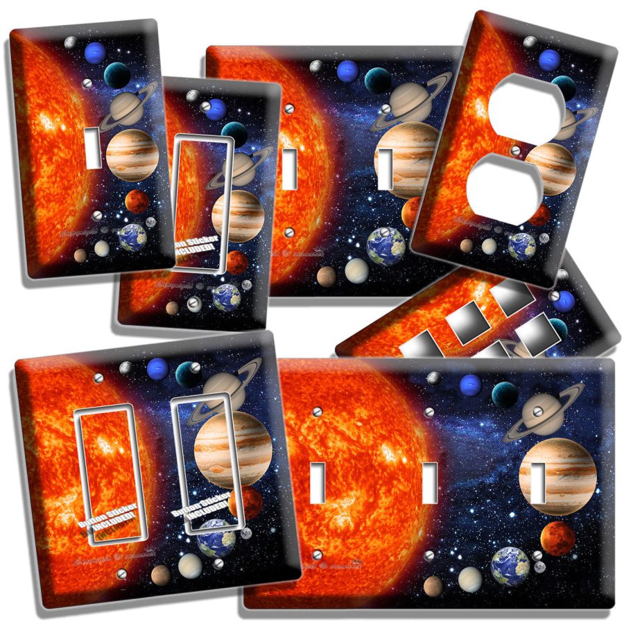 SOLAR SYSTEM SPACE PLANETS MOON STARS LIGHT SWITCH OUTLET PLATE COVER ROOM DECOR