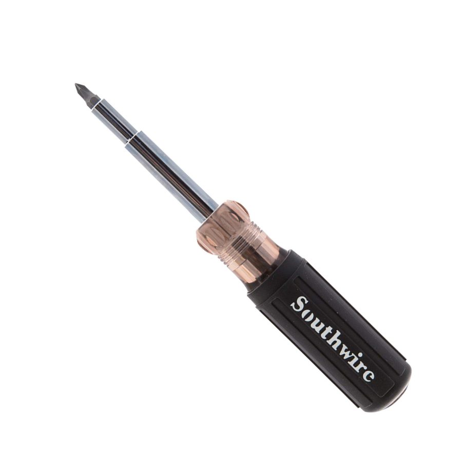 SOUTHWIRE SD12N1 59723940 12-In-1 Multi-Bit Screwdriver; Interchangeable Bits; Comfort Grip Handle; hex 1/4 INCH; 5/16 INCH; 3/8 INCH; Phillips #1;2;3; slotted SL4-5;SL6-8;sl8-10; and square #1;2