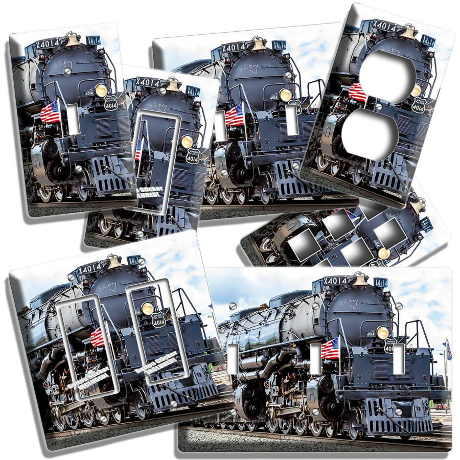 STEAM ENGINE TRAIN OLD RAILROAD BIG BOY LOCOMOTIVE LIGHT SWITCH OUTLET PLATE ART