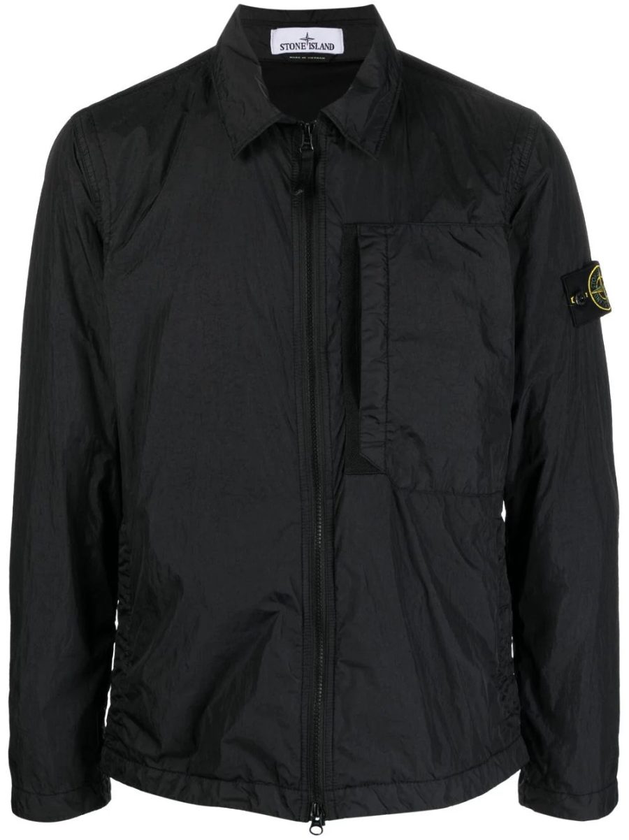 STONE ISLAND Logo Patch Overshirt Black