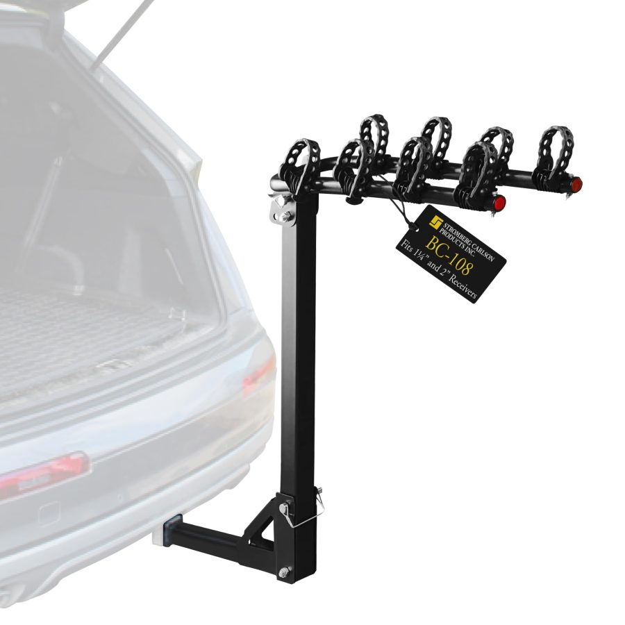 STROMBER BC-108 Bike Rack for Cars, Trucks and SUVs - 4-Bike Post Mount Carrier for Motorhomes, Travel Trailers and Fifth Wheels - Bike Rack Receiver for 1-1/4 INCH 2 INCH - 120 LB Weight Capacity