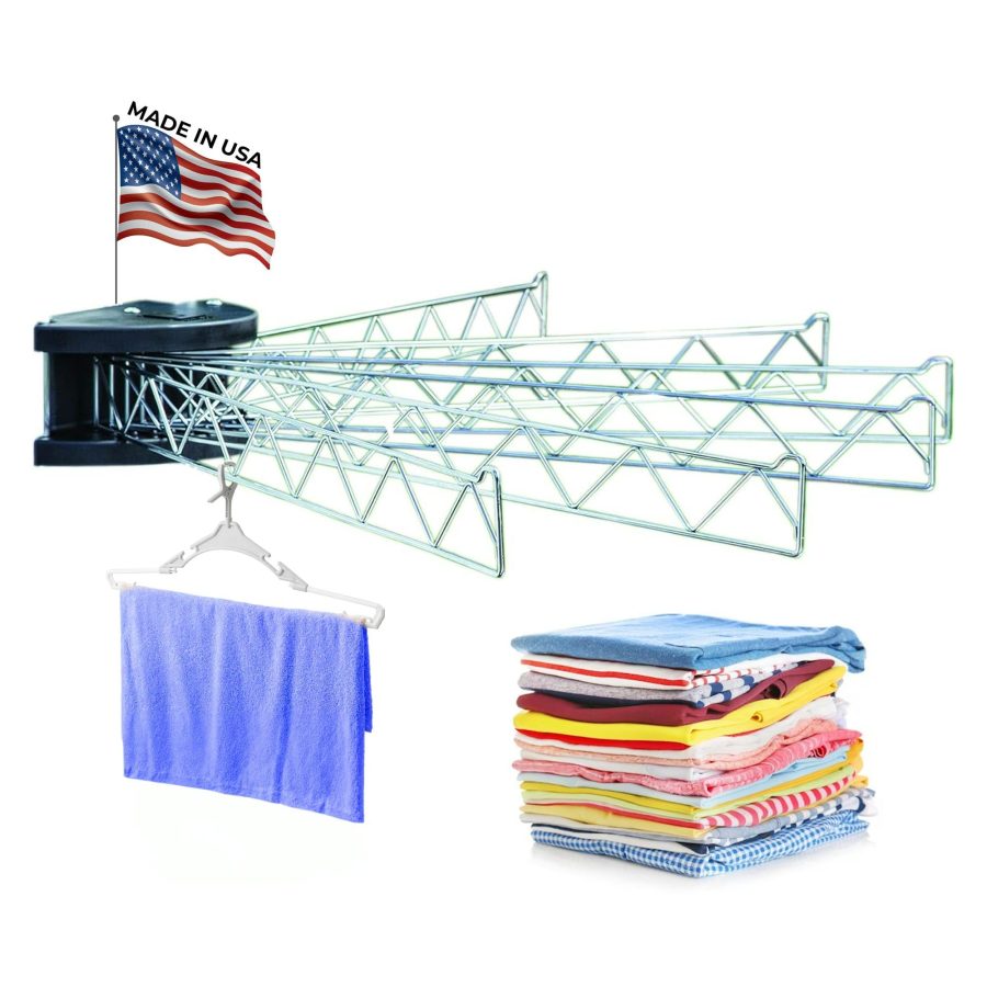 STROMBER CL-35 Extend-A-Line 35 INCH Long Versatile Swing Arm Drying Rack and Clothes Hanger with Swinging Towel Bar and Folding Clothes Hanger for RVs, Motorhomes, Campers & Home