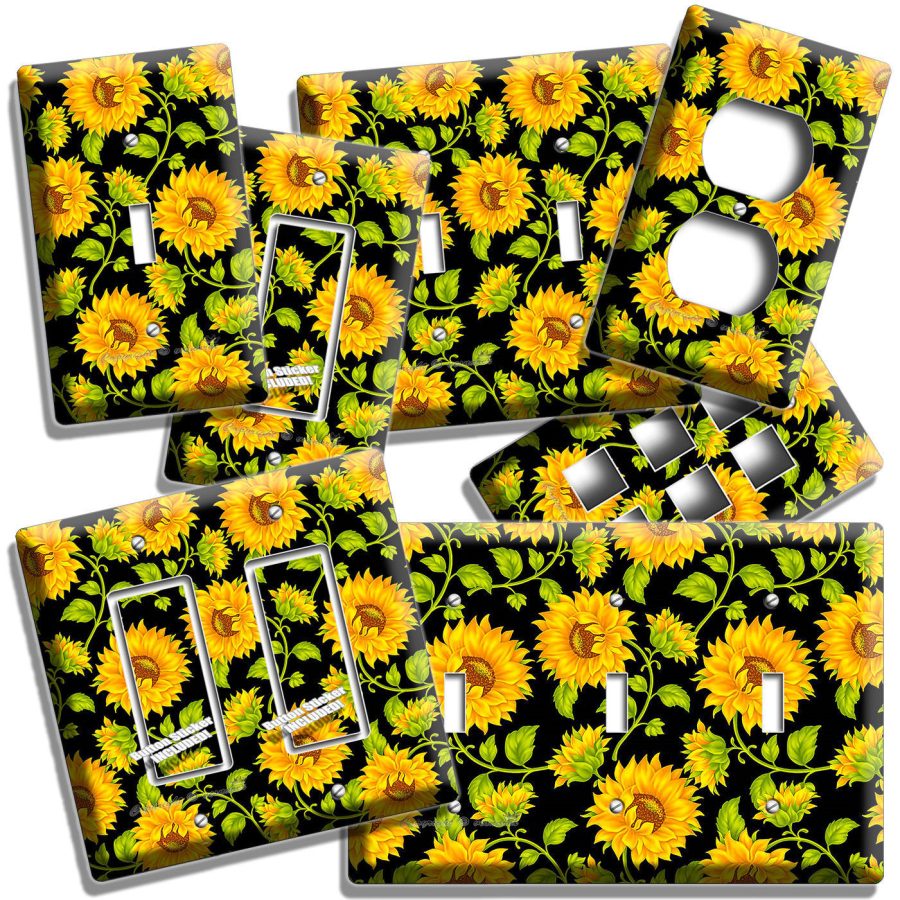 SUNFLOWERS FLORAL PATTERN LIGHT SWITCH OUTLET PLATES KITCHEN ROOM HOME ART DECOR