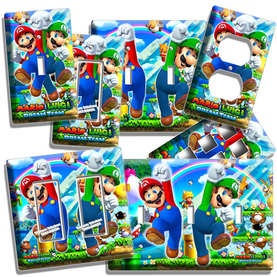 SUPER MARIO & LUIGI BROTHERS LIGHT SWITCH OUTLET WALL PLATE KIDS GAME ROOM DECOR