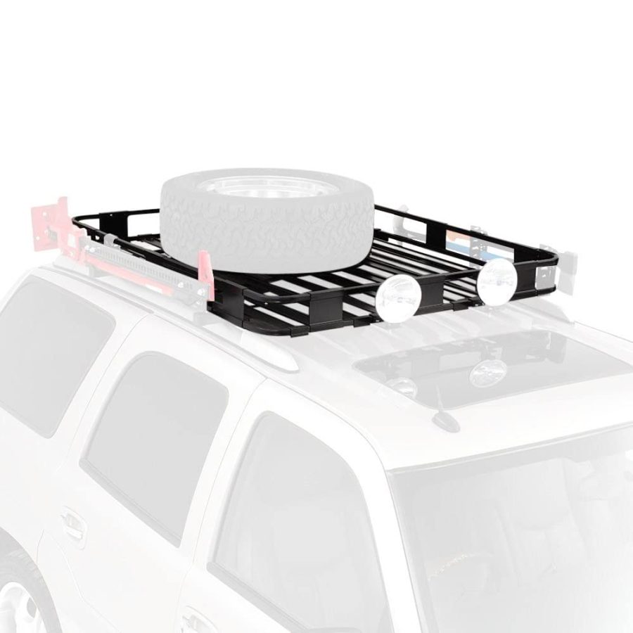 SURCO S5060 Black Aluminum Safari Roof Rack for Cargo, Luggage, and Bikes. Premium Quality Made in The USA. Fits Full Size Vans. 50 INCH W x 60 INCH L x 5 INCH T. Requires Vehicle Specific Roof Rack Adapter