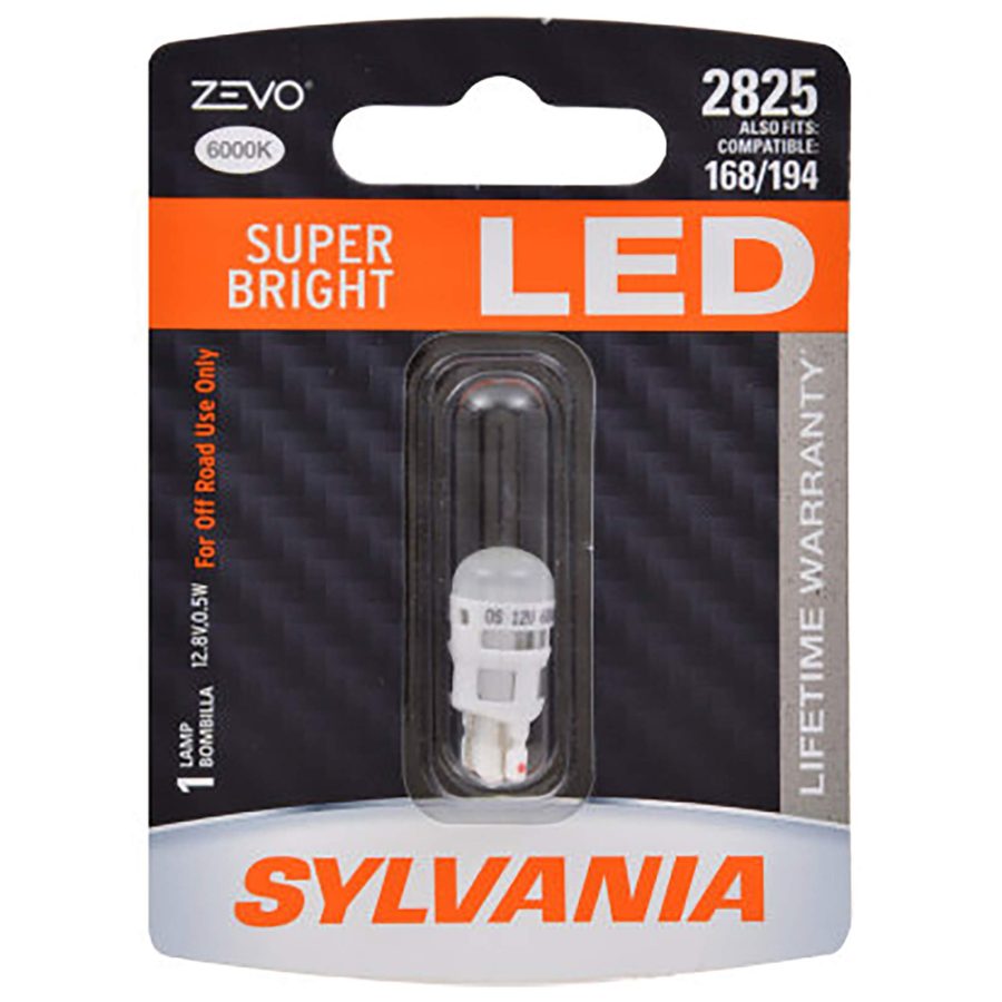 SYLVANIA 2825LED.BP 2825 T10 W5W ZEVO LED White Bulb - Bright LED Bulb, Ideal for Interior Lighting - Map, Dome, Trunk, Cargo and License Plate (Contains 1 Bulb)