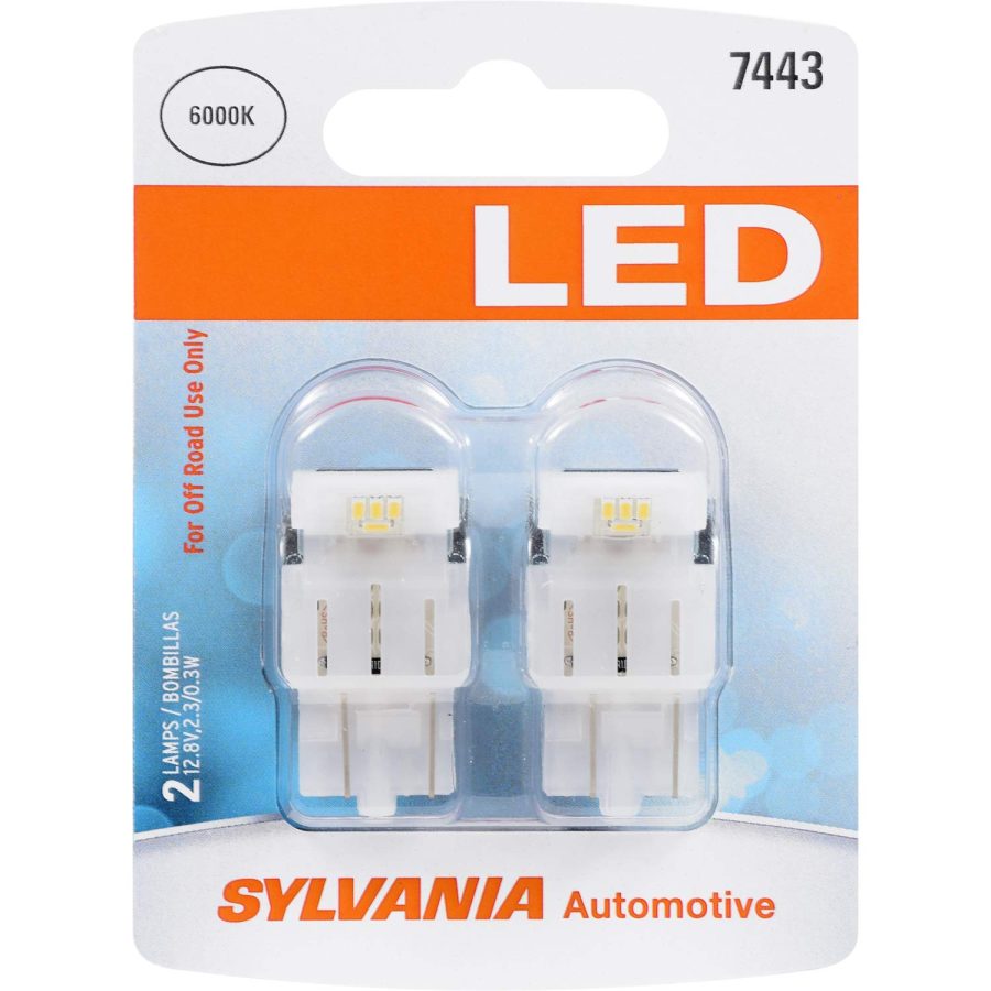 SYLVANIA 7443SL.BP2 7443 T20 LED White Mini Bulb - Bright LED Bulb, Ideal for Daytime Running Lights (DRL) and Back-Up/Reverse Lights (Contains 2 Bulbs)