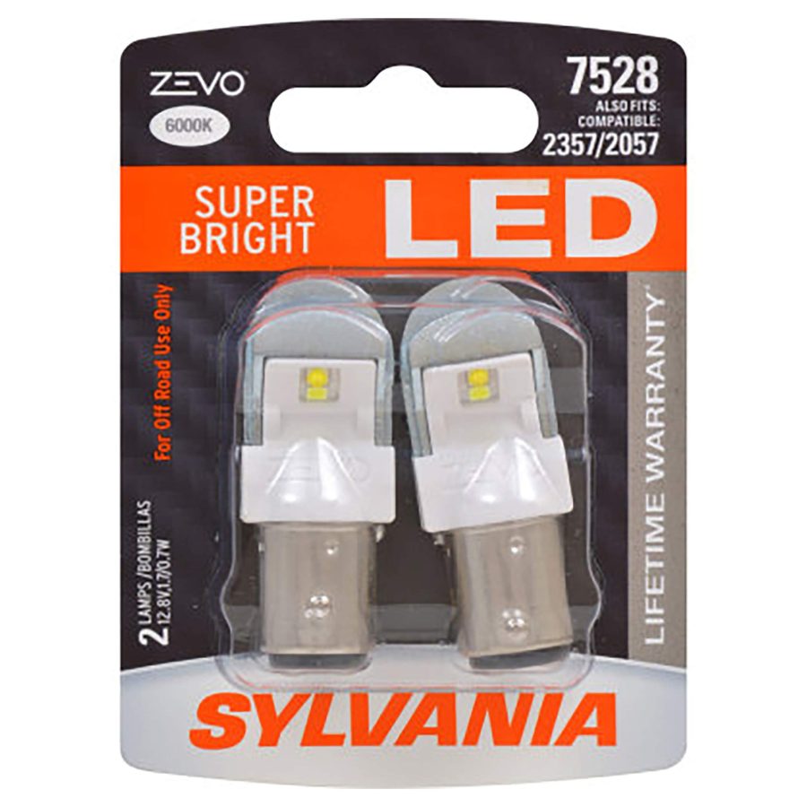 SYLVANIA 7528LED.BP2 7528 ZEVO LED White Bulb - Bright LED Bulb, Ideal for Daytime Running Lights (DRL) and Back-Up/Reverse Lights (Contains 2 Bulbs)