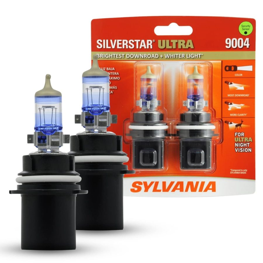 SYLVANIA 9004SU.BP2 9004 SilverStar Ultra - High Performance Halogen Headlight Bulb, High Beam, Low Beam and Fog Replacement Bulb, Brightest Downroad with Whiter Light, Tri-Band Technology (Contains 2 Bulbs)