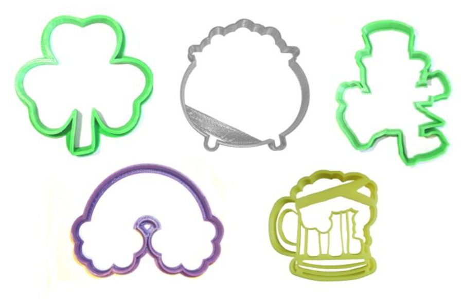 Saint Patrick's Day Shamrock Leprechaun Set Of 5 Cookie Cutters USA PR1161