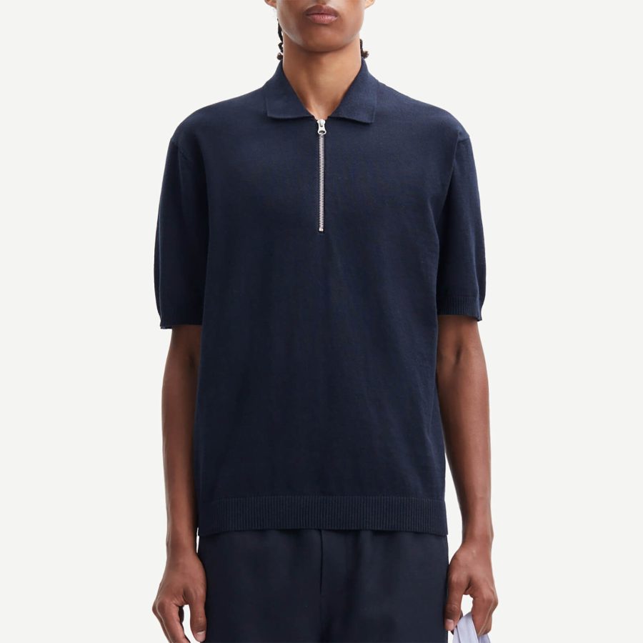 Samsøe Samsøe Conal Organic Cotton and Wool-Blend Polo Shirt - S