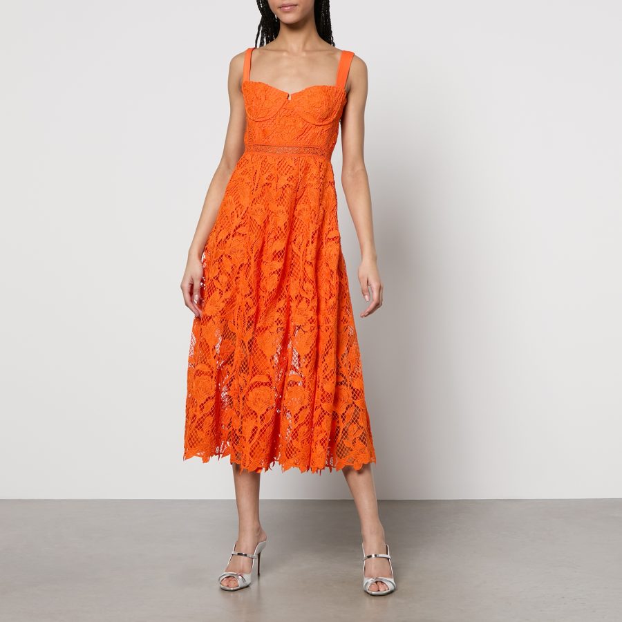 Self-Portrait Guipure Lace Midi Dess - US 12/UK 16